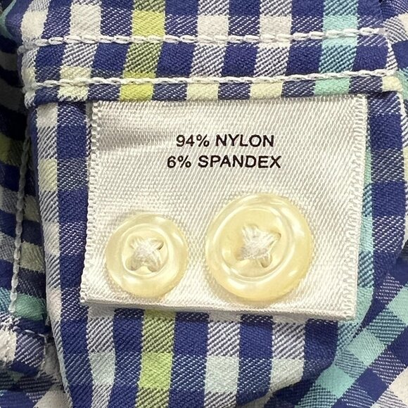 Peter Millar Summer Comfort Button Down Shirt Mens Medium Nylon Blue Check L/S - Picture 6 of 9